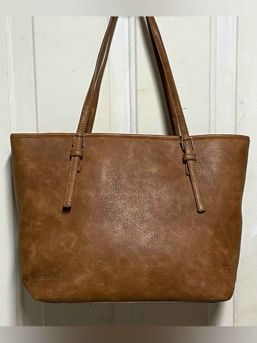 Urban Expressions Tote Bag Brown Vegan Leather Purse Set w/ Pouch